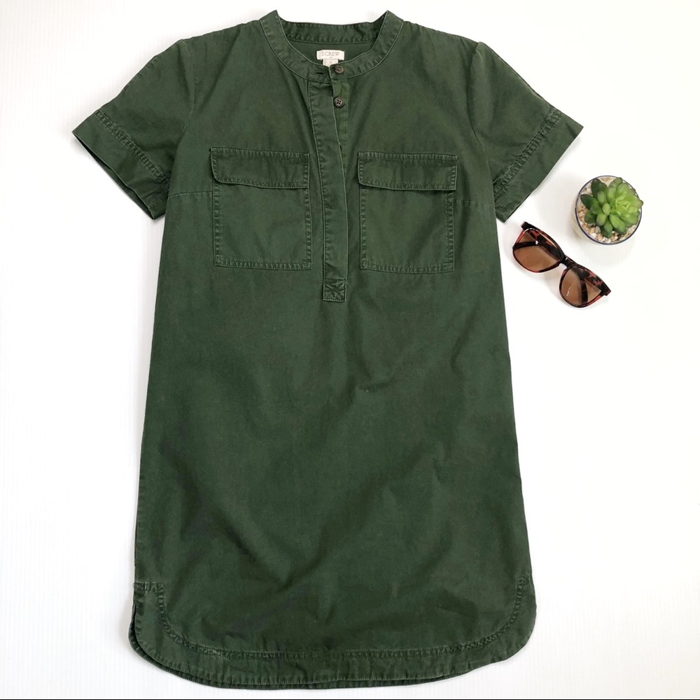 J. Crew Olive Balsam Military Shirt Dress
